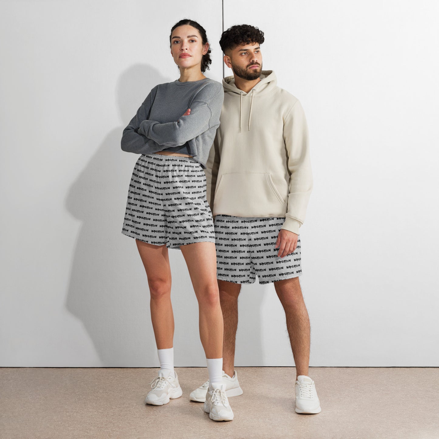 WAKEATION "All Over Grey" Lange Unisex Shorts/ Badehose