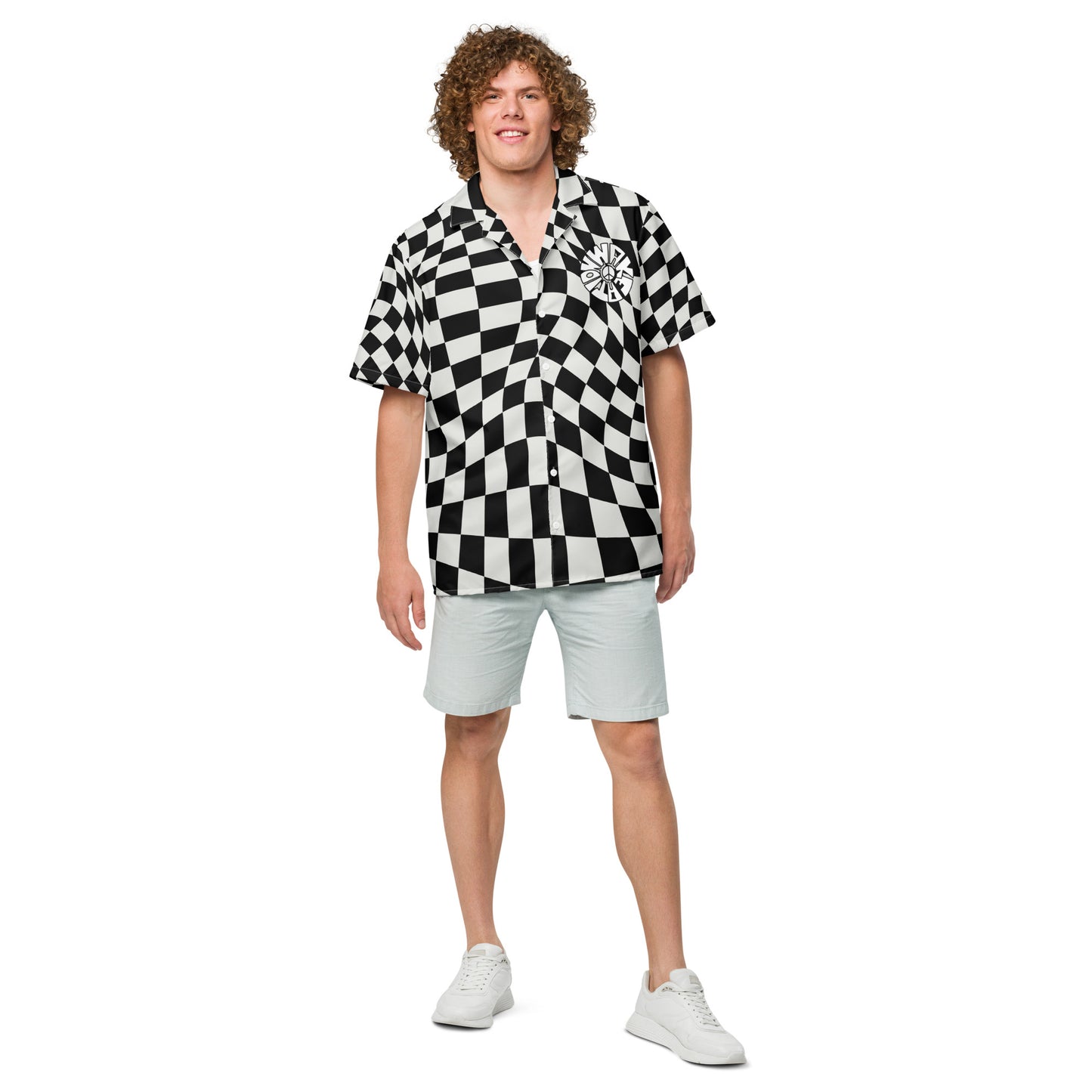 WAKEATION "Trippy Chess" Unisex Hemd mit Knöpfen