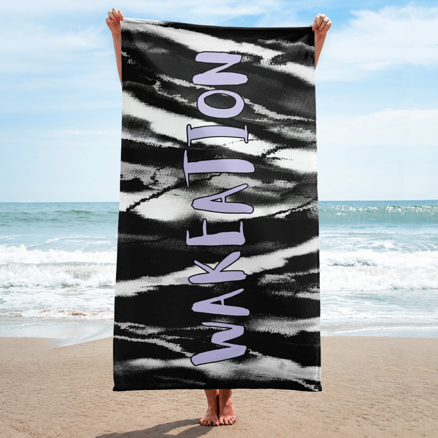 WAKEATION "Black & White" Handtuch