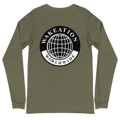 WAKEATION "Worldwide" Langärmeliges Sommer Unisex-T-Shirt